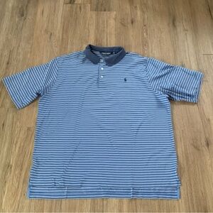 Polo Golf Ralph Lauren Polo Shirt Men's XL Blue Striped Performance Stretch Pony